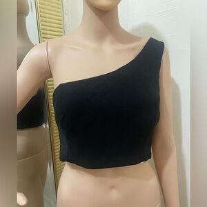 NBD Black Asymmetrical Crop Top